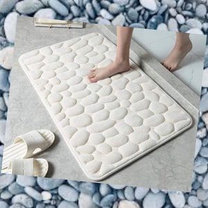 White Pebble Memory Foam Super Absorbent Floor Mat
